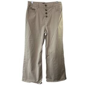 Boden Denim Classic Fit Button Fly Wide Leg Ankle Length Pants Women's US 8